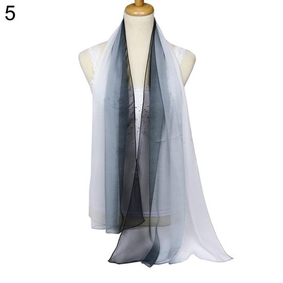Fashion Gradient Color Voile Scarf Women Lightweight Soft Long Neck Wrap Shawl