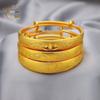 Vietnamese Sand Gold Brass Koi & Lotus Bangle - Gold Plated Frosted Wedding Bracelet