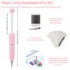 48Pcs Jelly Beadable Pen Kit 16 Fluorescent Pens with Refills Bags DIY Craft