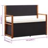 Storage Bench 115 cm Poly Rattan Solid Acacia Wood Black