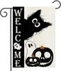 Welcome Garden Ag 12x18 Inch Double Sided Burlap Welcome Black Cat Pumpkin Ghost Home Outdoor Yard Ag Decoration -A YYX EEZ