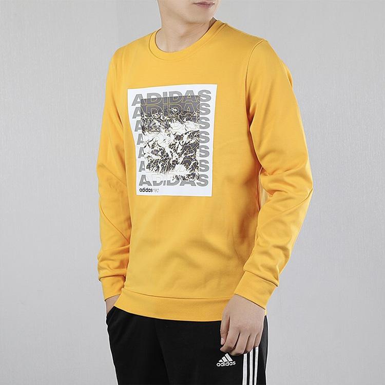 Adidas Neo Casual Sport Pullover Long Sleeve Sweatshirt Men Tops Yellow EI4504