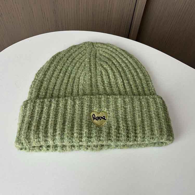Love love embroidered hat women's autumn and winter casual versatile knitted hat ear protection warm thickened wool hat