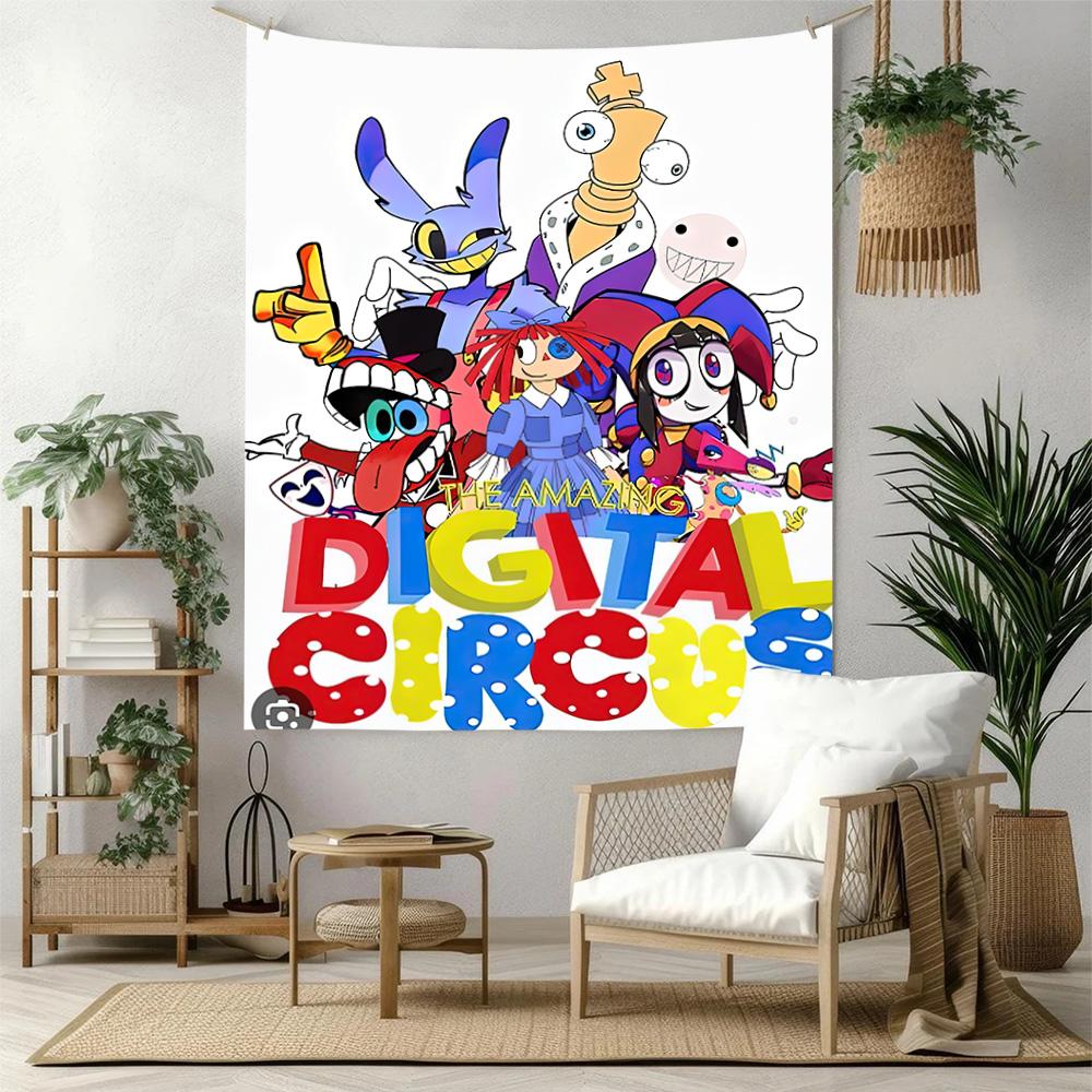 Digital Circus Wall Decor Tapestry Art For Pet Memorial Birthdaywedding Party Backdrop Family Gift