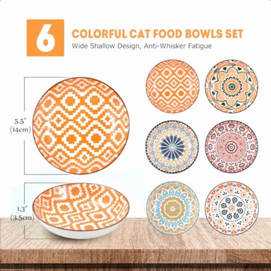 

Керамические миски для кошек для домашних кошек котят с учетом вибрисс 5,5 дюймовые мелкие тарелки набор из 6 милые миски для кормления домашних животных для влажного сухого United States