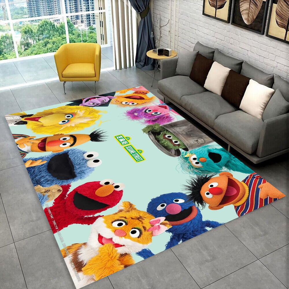 

S-Sesame Street TV Cute Cartoon Carpet Rug for Bedroom Living Room Sofa Home Doormat Home Decor,Area Rug Non-slip Floor Mat Gift 40x60cm