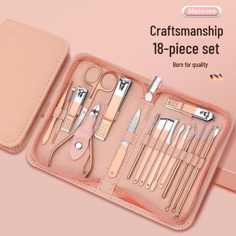 18-Piece Stainless Steel Manicure Nail Clippers and Tools Set with Zipper Case