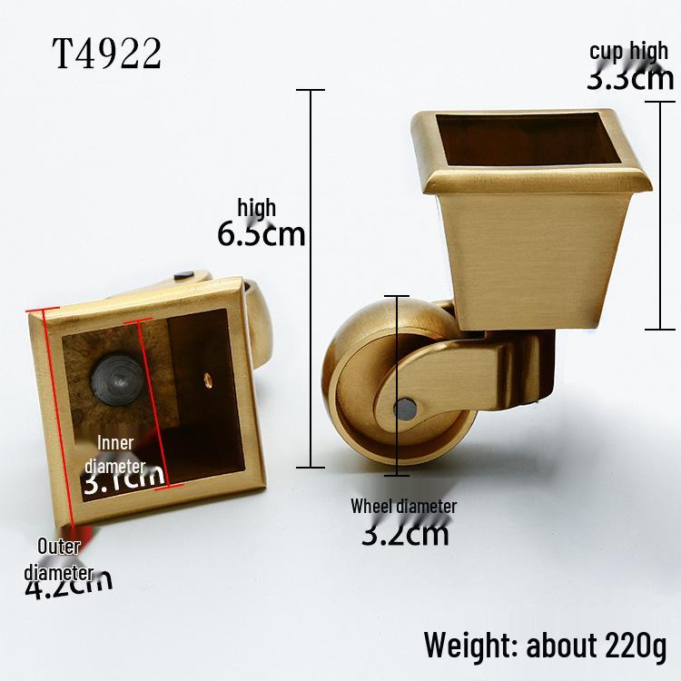 Brass Caster Wheels with Silent Bearings for Furniture and Pianos - Heavy-Duty Swivel Design