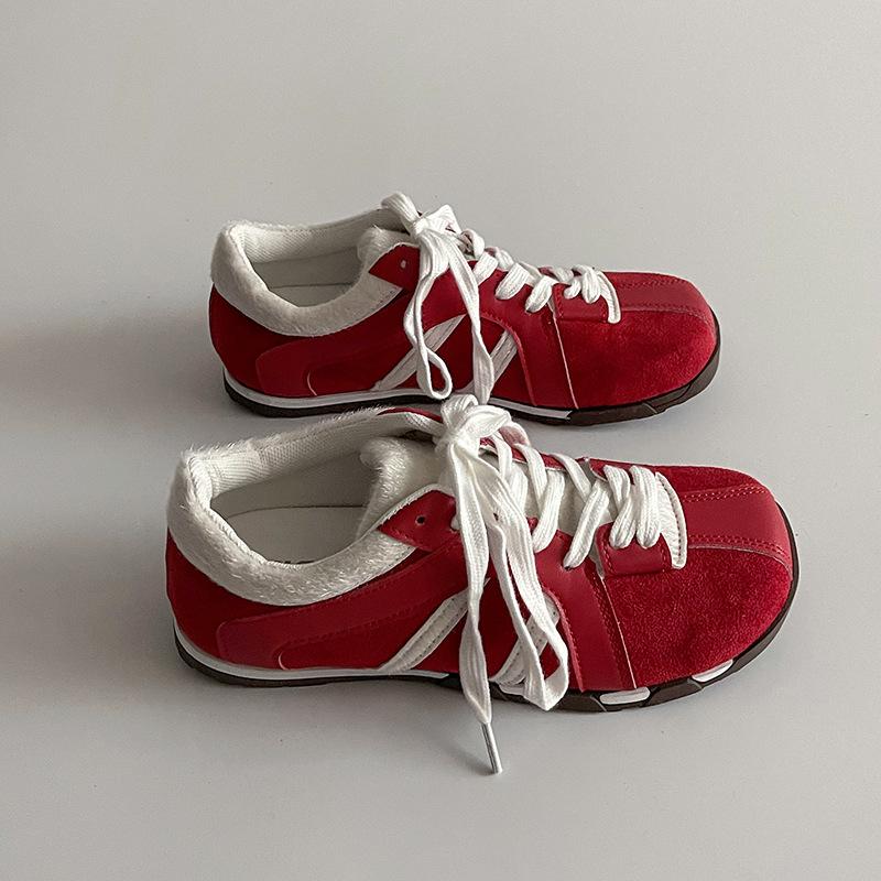 

Универсальная обувь на плоской подошве для увеличения роста, женская, весенняя, новая цветовая гамма, дофаминовая цветовая схема, дышащая юбка, повседневная спортивная обувь 40 красный