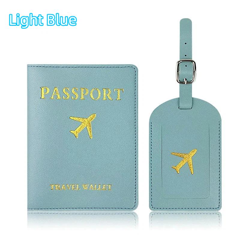 2Pcs/Set Pu Travel Passport Cover Luggage Tag Suitcase Identifier Label Baggage Boarding Bag Tag Name Id Address Passport Holder