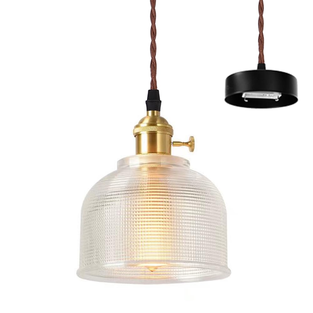 

Підвісний світильник Herischen Glass, одинарний, мідного кольору патрон і скло, атмосферна тінь, обіднє світло, внутрішнє освітлення, цоколь E26, вітальня