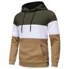 Large Size Men's Hooded Pullovers Checkered Color Blocking Sweatshirt Retro Jacquard Casual Sports Hoodie for Men