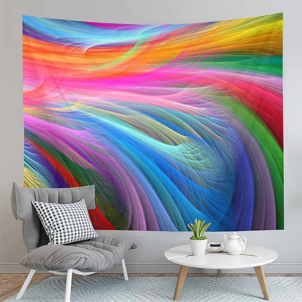 Colorful Rainbow Style Tapestry Abstract Aesthetics Tapestry Art Home Living Room Bedroom Dorm Wall Hanging Decorative Blanket