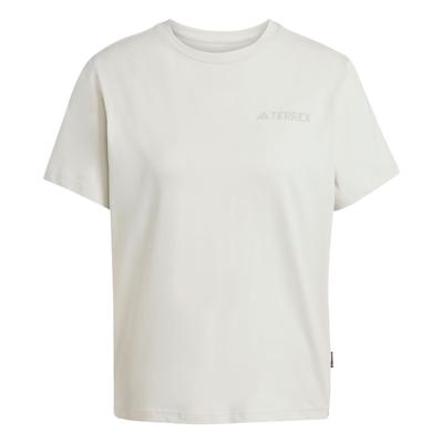 Terrex Polygiene Logotipo Gráfico Solto Gola Redonda Manga Curta Esportiva Camiseta Feminina Tops Cinza Track JI8321