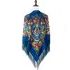 Luxury Floral Print Russian Scarf Women Retro Fringed Square Bandana Scarves Ukrainian Shawl Babushka Handkerchief Head Wraps