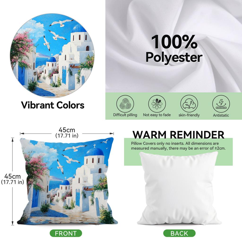 Greece Santorini Scenery Cushions Pillowcase Cushion Cover Throw Pillow Sofa Decoration Pillowcover Home Car Sofa Decor