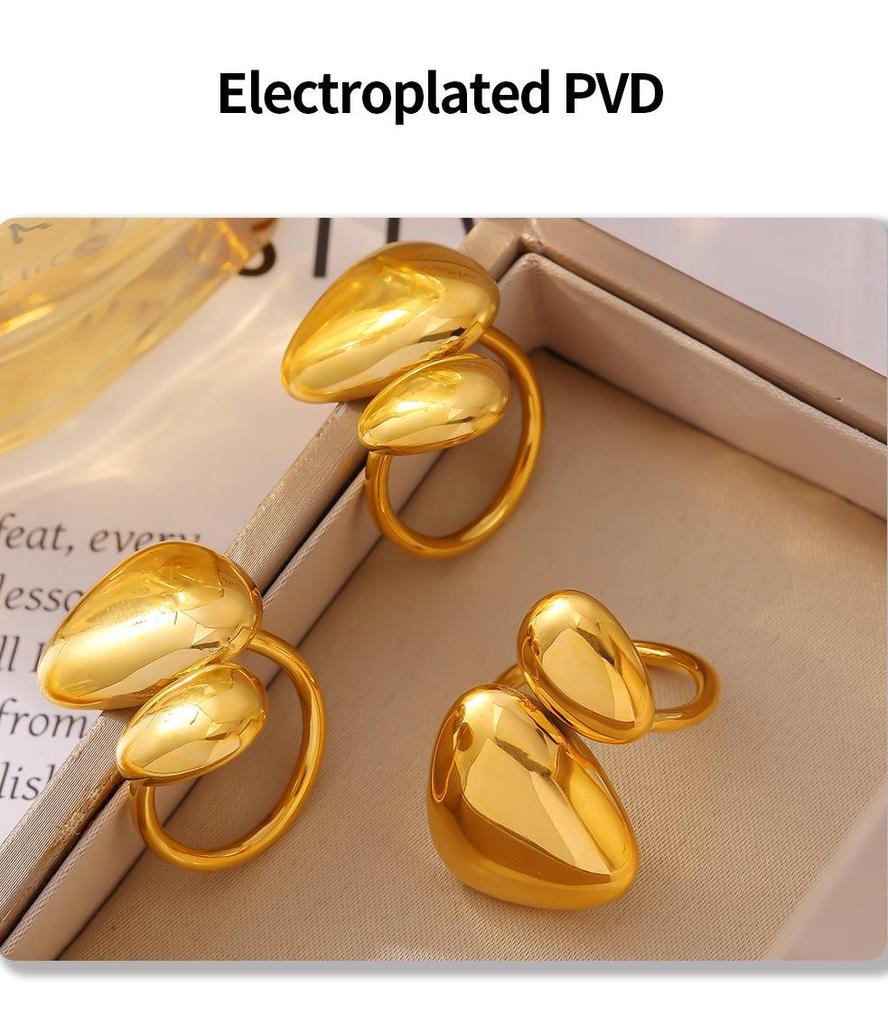 18K Gold Plated Geometric Irregular Glossy Stainless Steel Open Ring