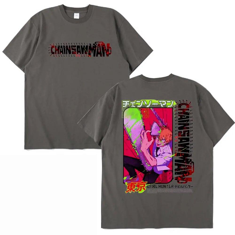 Anime Chainsaw Unisex T Shirts Japanese Unisexga Denji Pochita Casual T-shirts Streetwear Unisex Women Summer Pure Cotton Oversized Tees