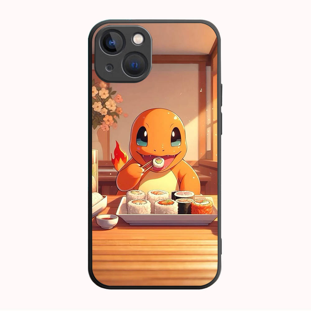 B-80 Husă Neagră Drăguță Charmander pentru Samsung S24 S23 S22 S21 S20 FE S10 Lite Ultra S7 S8 S9 Plus A05S A11 A12 A13 A15 A22 A24 A25 A32 A52 A71 5G