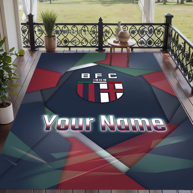 Custom Text Printed Rug Bologna FC Non Slip Floor Carpet For Home Room Decor