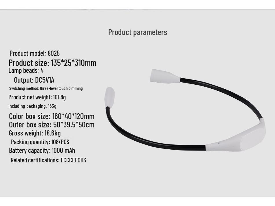 USB-wiederaufladbare LED-Nackenleuchte: Tragbare Lesebrille und Augenschutz für Schüler, ideal zum Joggen bei Nacht, für Outdoor-Aktivitäten und mehr