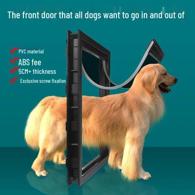Large PVC Pet Door with Magnetic Closure for Wooden Doors and Fences, Two-Way Access for Dogs