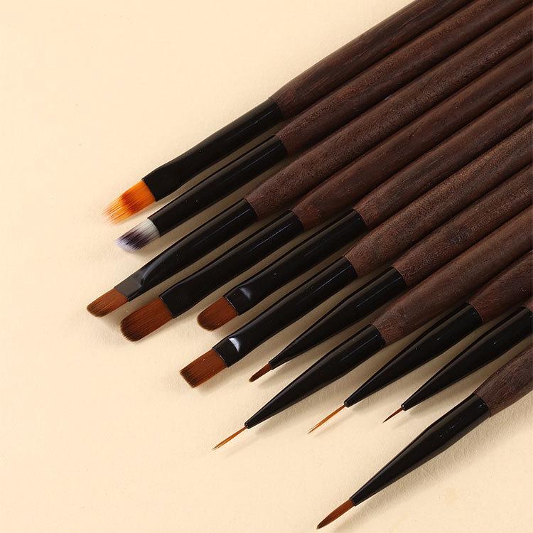Japanese Sandalwood Nail Art Round Liner & Builder Gel Brush Set
