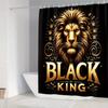 4Pcs Lion Pattern Shower Curtain Set with Non-Slip Bath Mat, Toilet Lid Cover, Contour Rug & 12 Hooks, Bathroom Decor