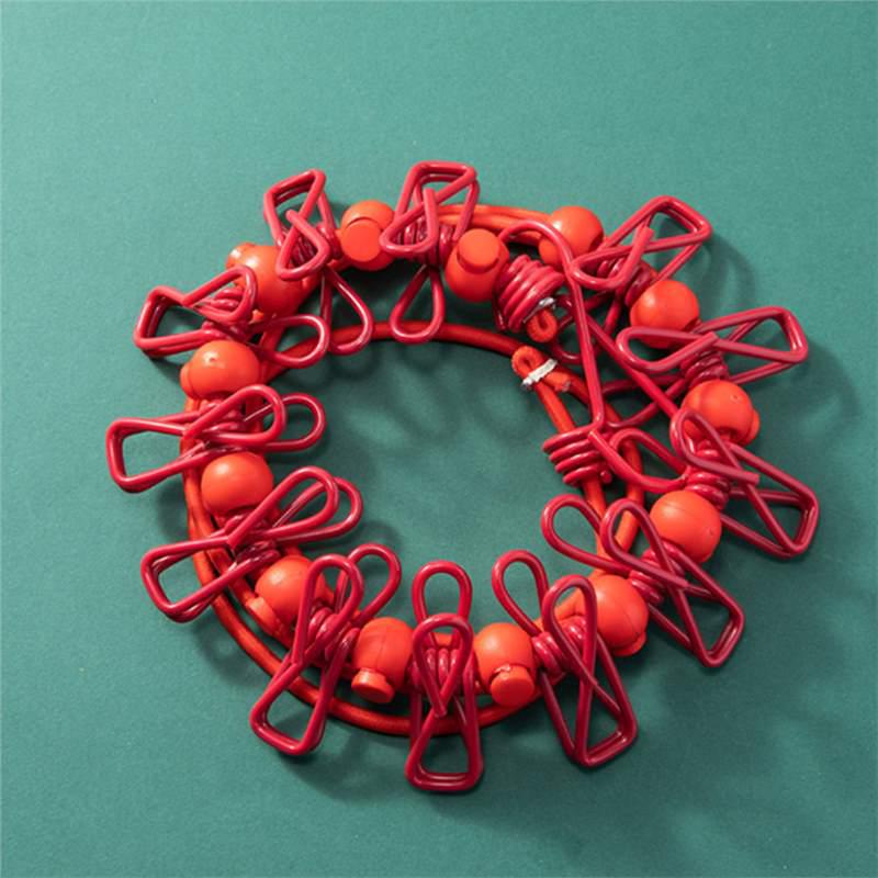 

Portable Windproof Clothesline with Clips for Travel 1.8m, 12 Clips, 13 Beads (Stretchable to ~3m)