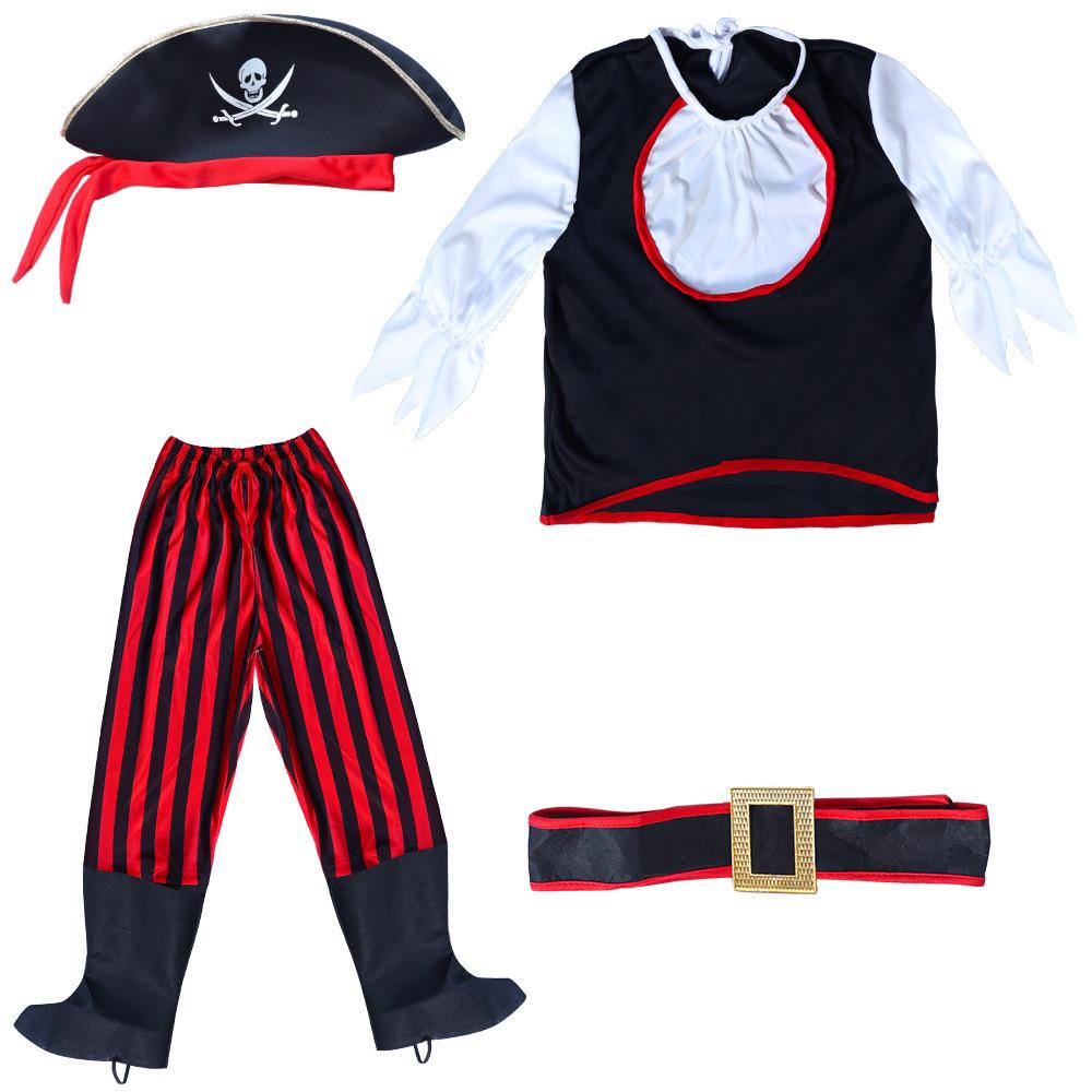 Halloween cos costumes children pirate clothes party costumes caribbean pirate captain jack dress up