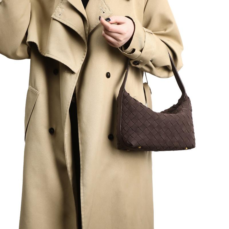 Suede woven lunch box bag retro fashion single shoulder underarm dumpling bag niche fashion high sense portable women's bag