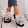 Fashion Lace Flower Decoration Beach Slides Women 2025 Summer Pearl Decoration Bohemia Wedge Heels Slippers Comfortable Non Slip Shoes