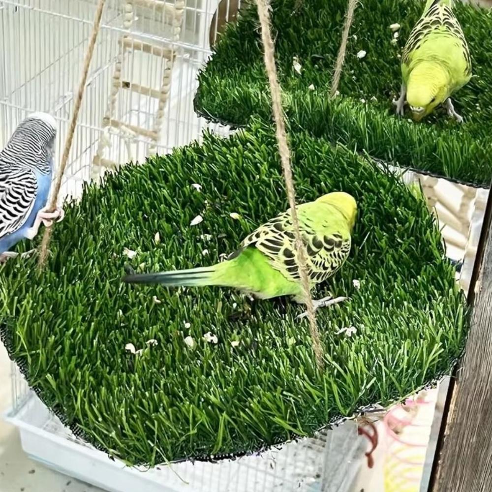 Artificial Grass Bird Swing Mat Natural Foraging Mat Toys Hamster Sleep Bed  Small Animals