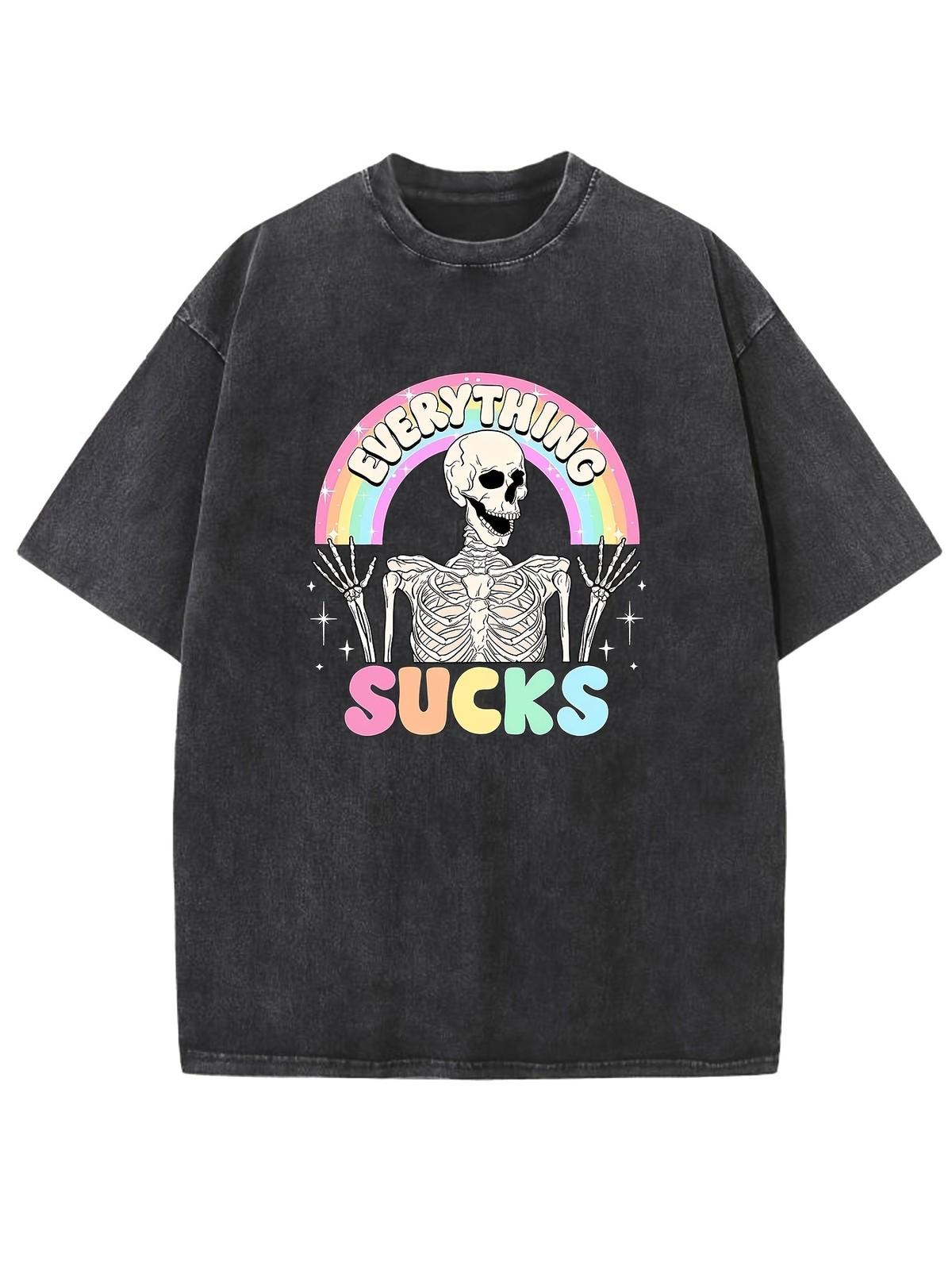 [Halloween Horror T-Shirt] Halloween Horror Theme Vintage Washed Cotton T-S S разноцветный