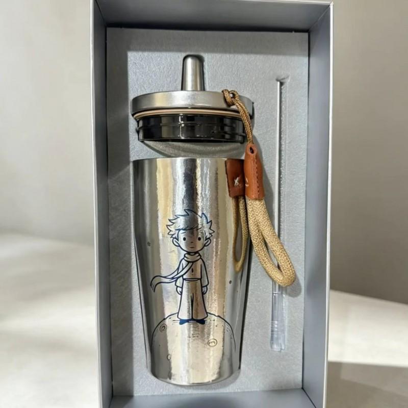 Pure Titanium Insulated Travel Mug 500ml With Straw Lid Portable Vacuum Flask Office Car Outdoor Use