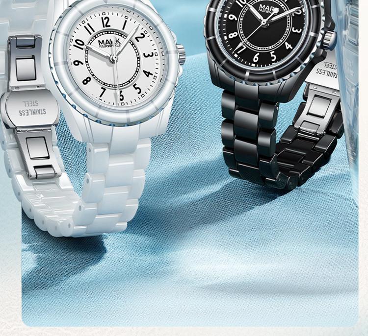 Mark Huafei Ceramic Watch Women's Quartz Watch Exquisite, Simple, Fashionable, High End, Waterproof Brand Watch