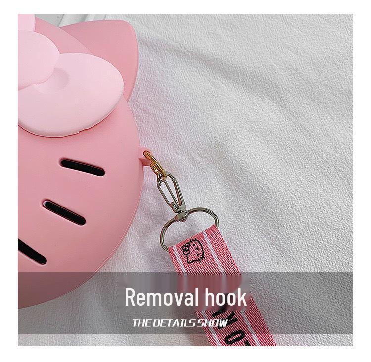 Cat Head Silicone Handbag: 2025 New Cartoon Phone Card Crossbody Bag & Children's Coin Purse