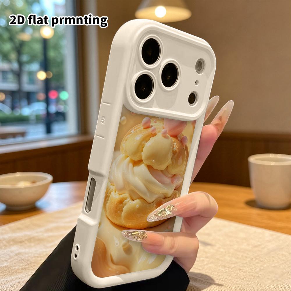 Phone Case: 2D flat, fits iPhone 18 17 16 15 14 13 12Pro; cream puff dessert style, perfect Christmas and Halloween holiday gift
