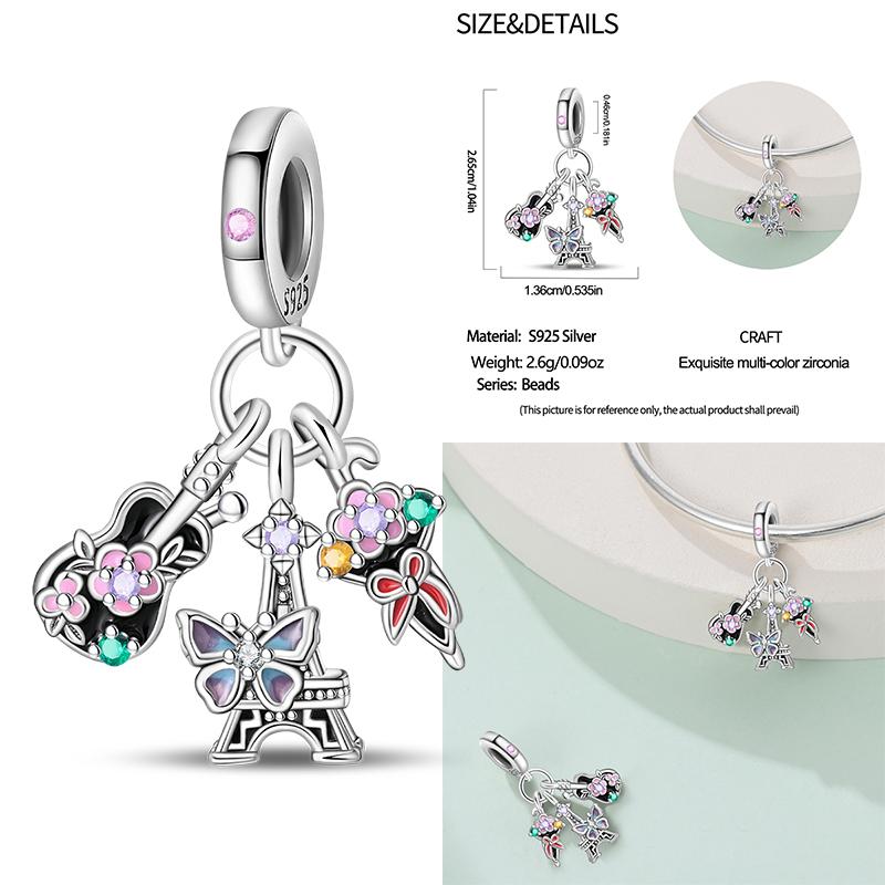 100% Copper Cute Little Bear Butterfly Flamingo Charms Beads Rose Princess Pendants Fit Diy Bracelets Jewelry Gifts