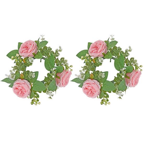 2Pcs Candlestick Garland Realistic Simulation Rose Wreath Candle Holder Garland for Home Wedding Decoration Adult Sex Wear