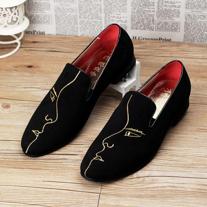 Movechain Herren Wildleder Slipper Herren Casual Stickerei Mokassins Oxfords Schuhe Mann Party Driving Flats EUR Größen 38-45