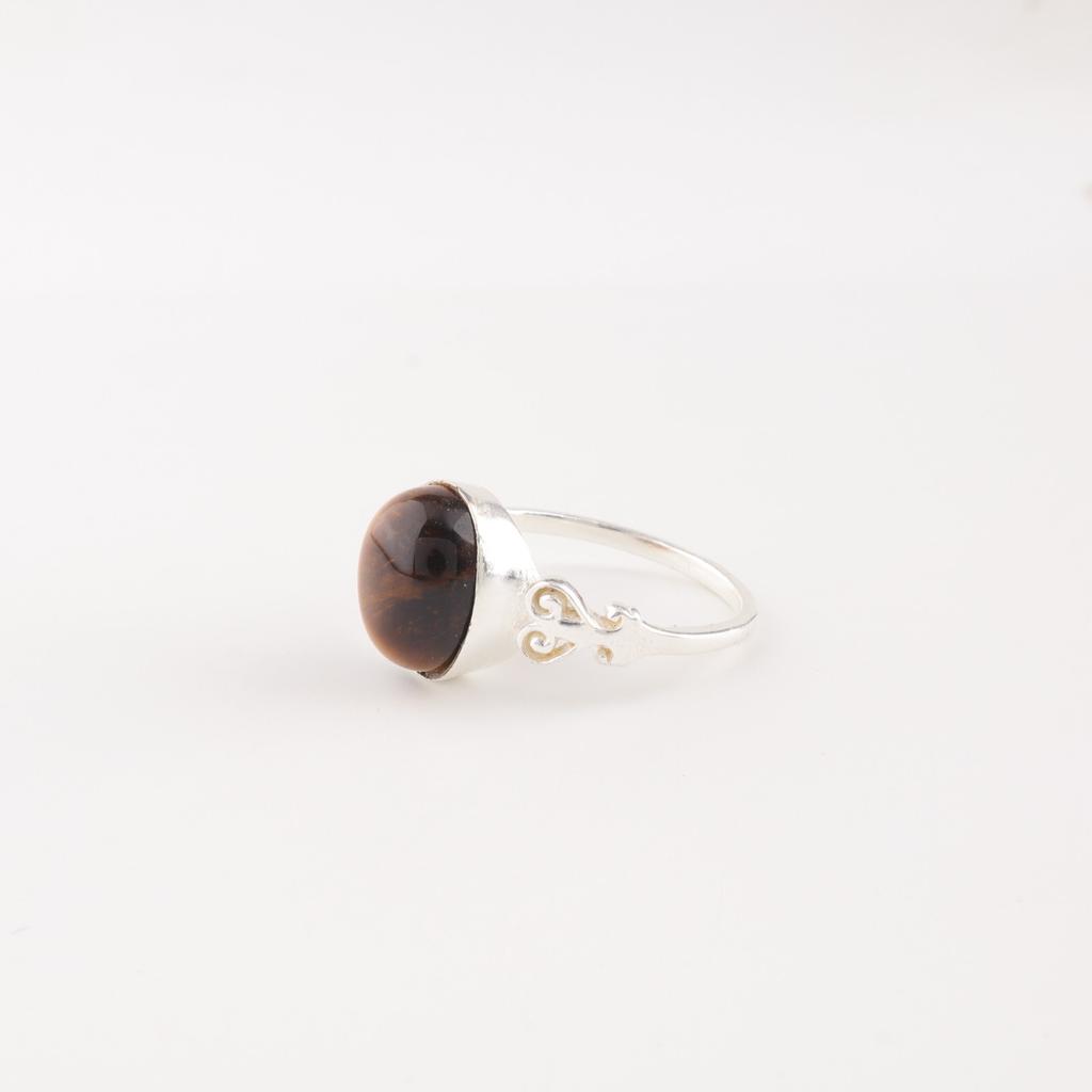 Natural Yellow Tiger Eye Gemstone 925 Sterling Silver Jewelry Handcrafted Ring RR-66-26