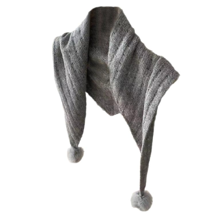 Warm Pompoms Shawl for Home Office Shirt Decoration Multifunctional Shawl Wrap for Outdoor Leisure Wear Shoulder Wrap серый