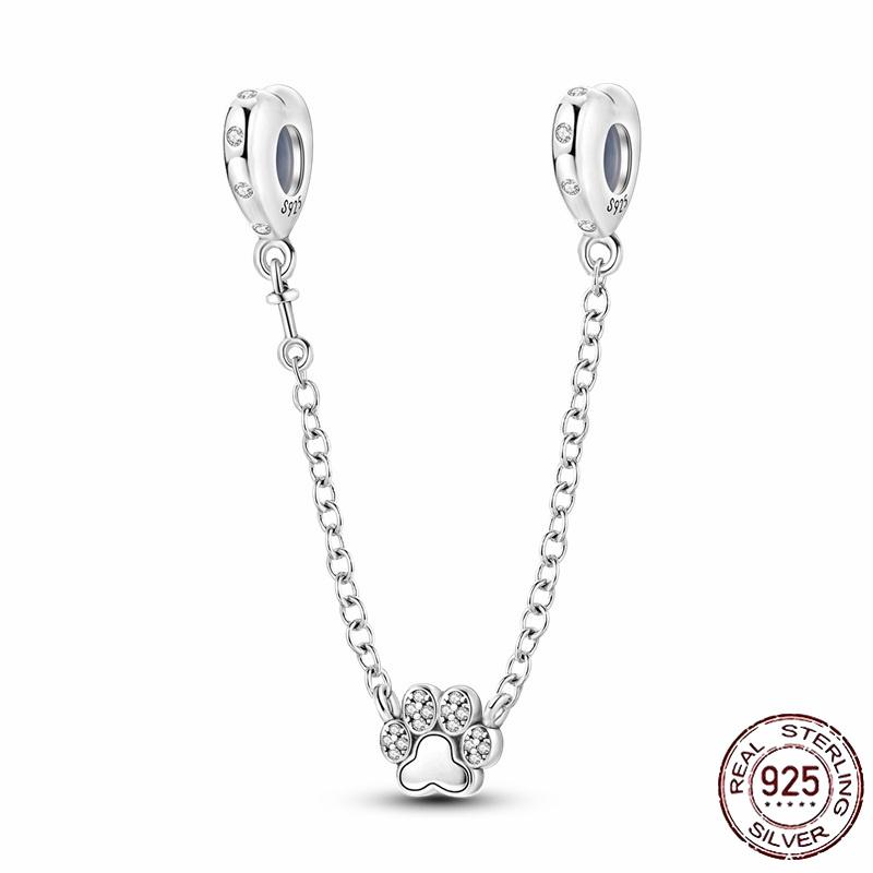 Stříbrný Křišťálový Pavé Bezpečnostní Řetízek Pevný Klip Pramen Přívěsek Vhodný pro Ženy Náramek Stříbrné Šperky Párty Narozeninový Dárek