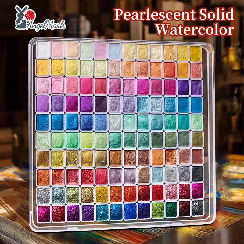Pearlescent Solid Watercolor Paint Set Pigment Solid Paint Portable Art Kit Color Watercolor Painting Artists School Supplies