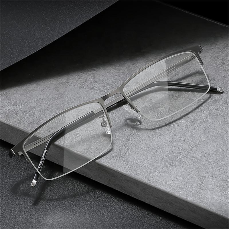 Non-magnetic Half Frame Square Nearsighted Glasses For Men Semi-Rimless Shortsighted Prescription Eyewear 0 -0.5 -0.75 To -6