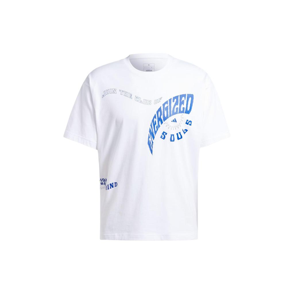 Adidas Letter Print Yoga Sports Casual Round Neck Short Sleeve Drop Shoulder T-Shirt Unisex T-Shirt White IS7114