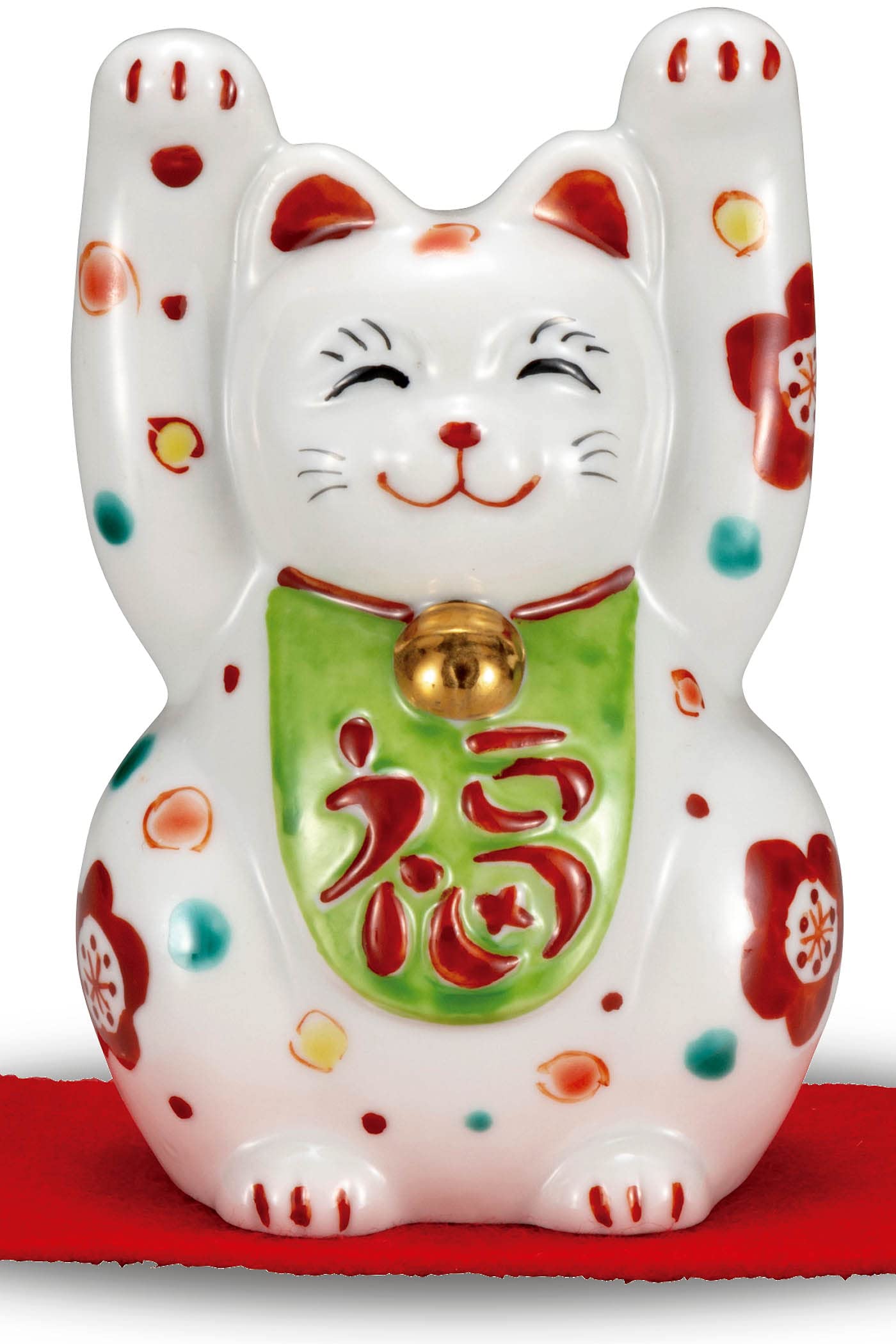 

Cute Kutani Ware Figurine with Raised Floral and Perfect for Feng Good and Home A perfect gift for store and 88th Maneki-neko Hands, Design, Rug. белый