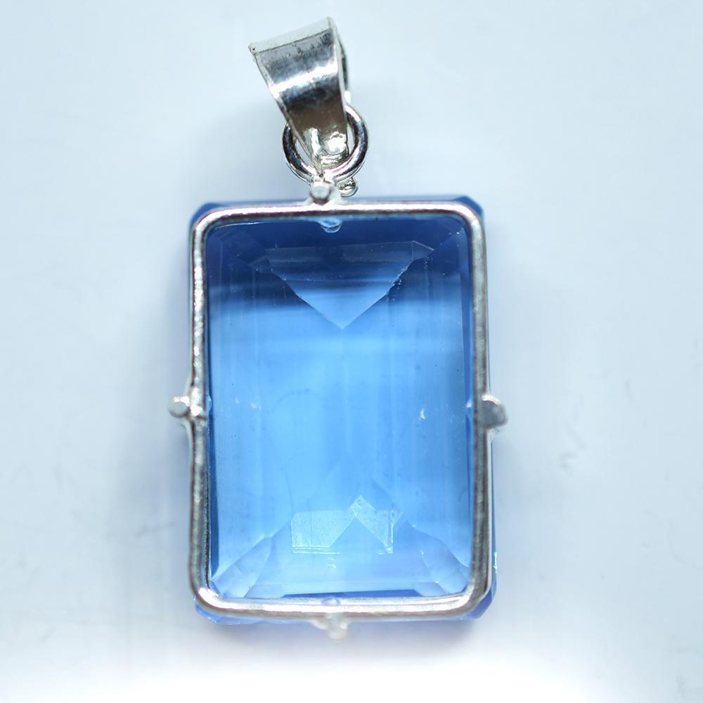 Topaz Albastru Natural 88 Ct Pandantiv Argint Sterling 925 Piatră Prețioasă Certificată Pentru Cadou My -367-k