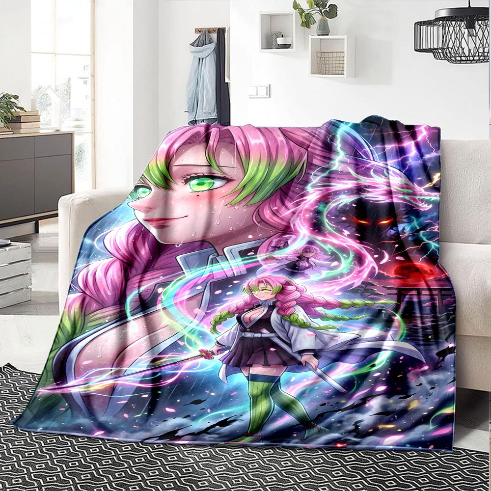 1pc Mitsuri Kanroji Blanket, Gift, for Men and Women, Soft Blanket, Good for Sofa Bed Couch Travel, Lightweight Flannel Blanket